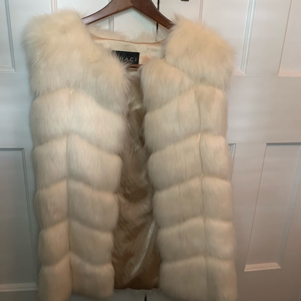 White Faux Fur Vest - Oversized